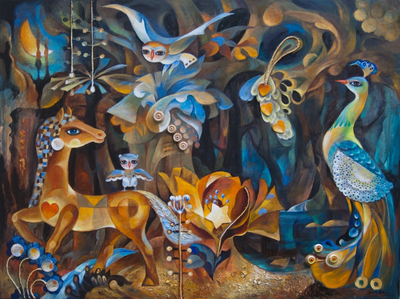 Night Forest Scene by artist Ping Irvin